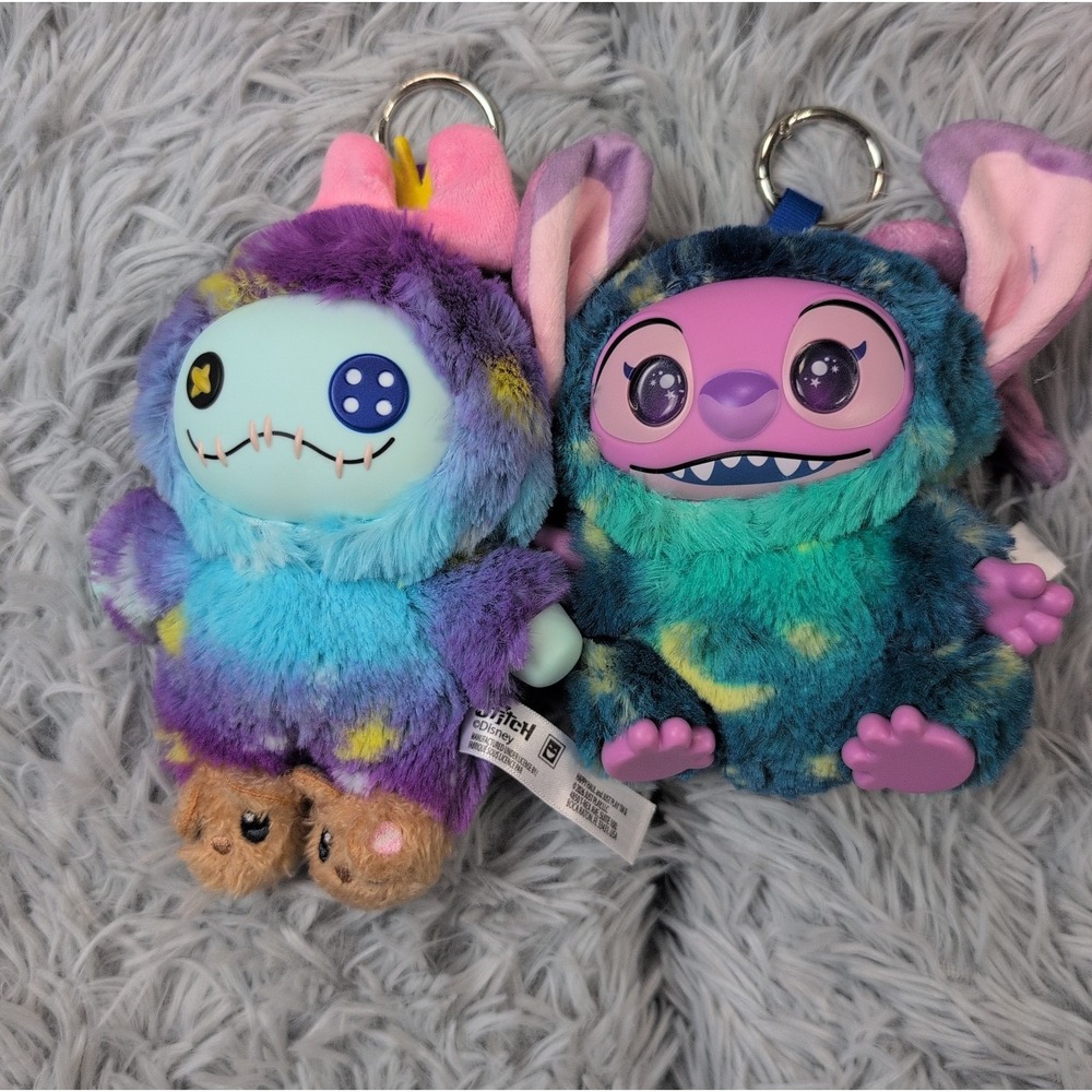 Lot Of 2 Disney Stitch Plush Keychains Soft Dolls